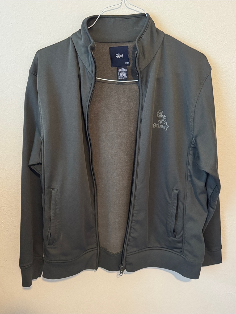 Stussy Men's Olive Gray Lightweight Zip Jacket